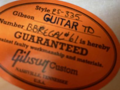 GIBSON CUSTOM B.B. KING ES-335 "Live at the Regal" #61