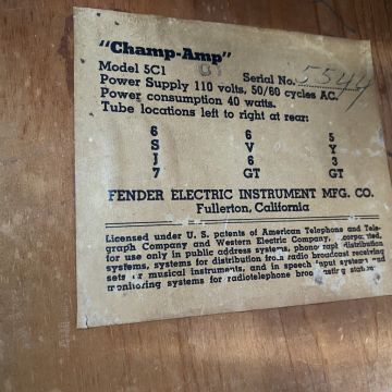 FENDER CHAMP-AMP "600" 1953, Wide Panel