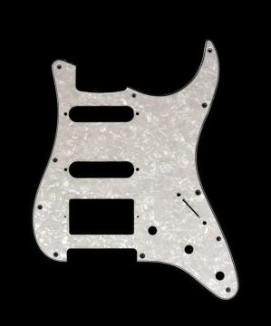 White Pearloid SSH 3-Ply Pickguard for Stratocaster